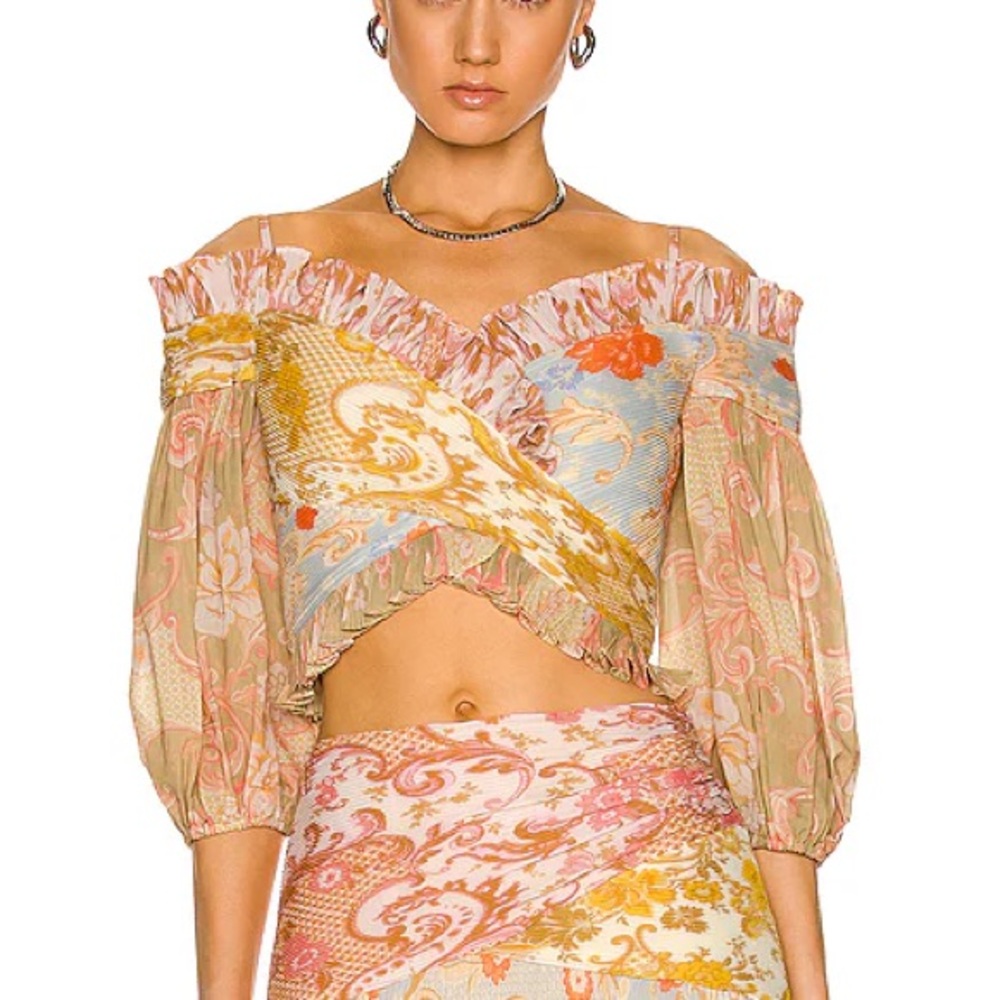 ZIMMERMANN Postcard Pleated Fan Bodice Top